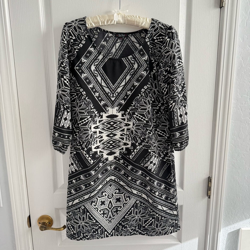 Bebop Shift Dress Black & White Geometric  Size M